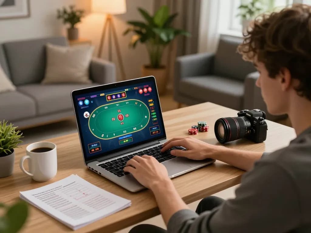 Player enjoying online casino games at home, immersing in 678vip gaming experience.