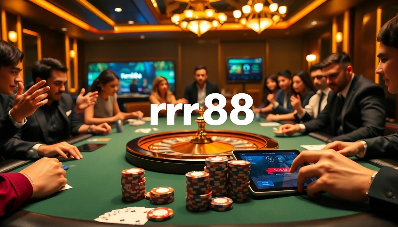 Exciting gameplay at RR88 đăng nhập with poker chips and high-quality cards on a vibrant casino table.