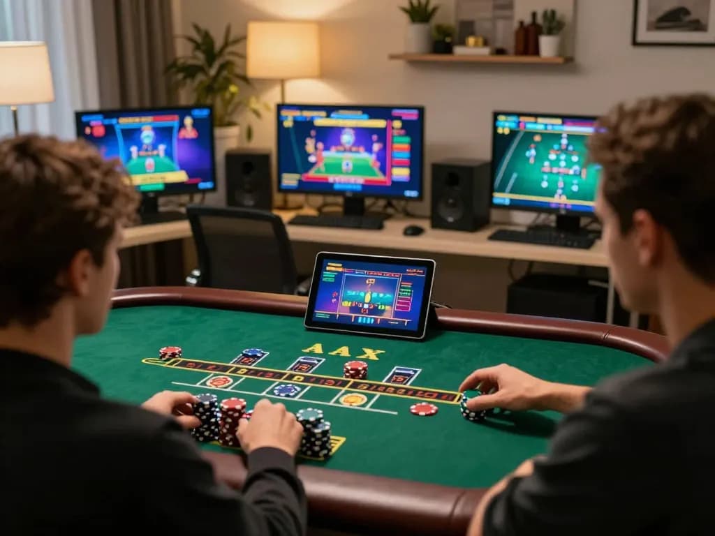 Engaging in a thrilling online blackjack session with rr 88 on a tablet, showcasing strategic gameplay at home