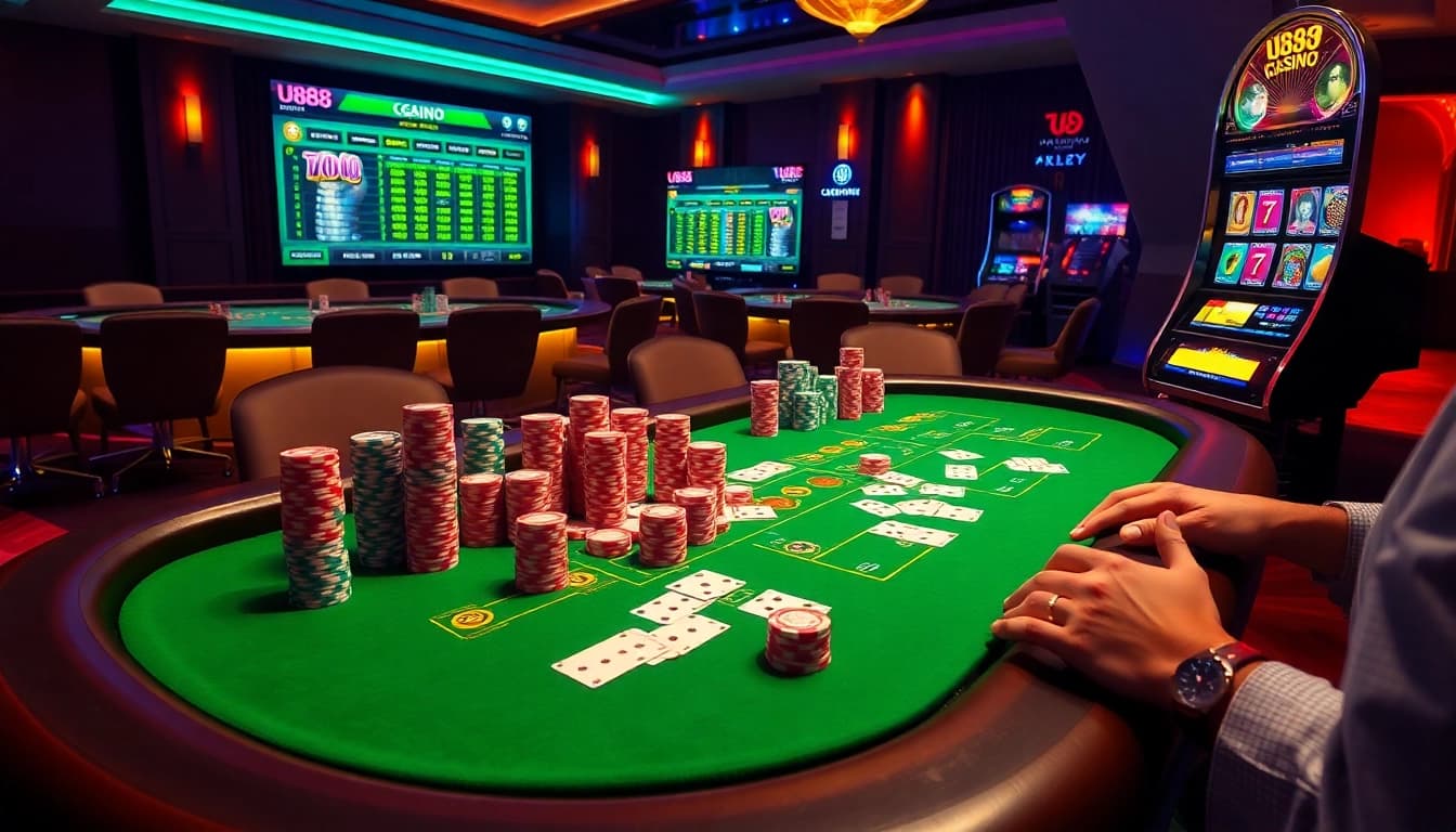 Experience the thrill of U888 online casino with vibrant gaming tables and dynamic action.