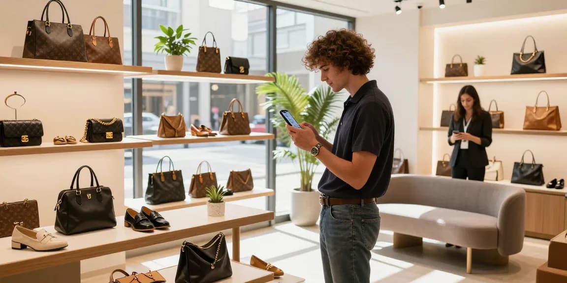 Shopping at a 레플리카 쇼핑몰 showcasing luxury replica products in a stylish urban environment.