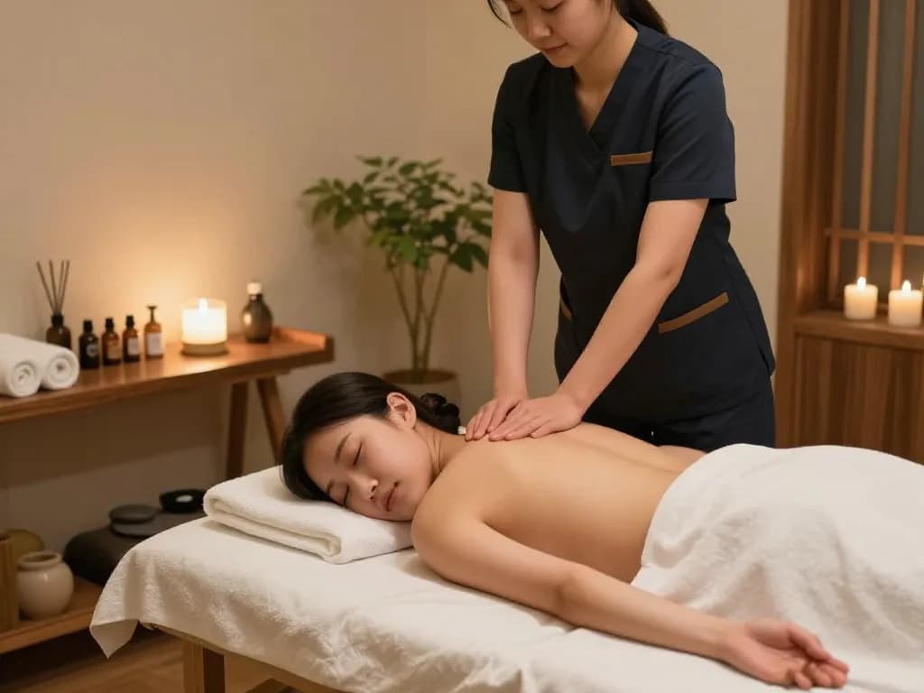신사동마사지 session in a tranquil wellness center with relaxing ambiance