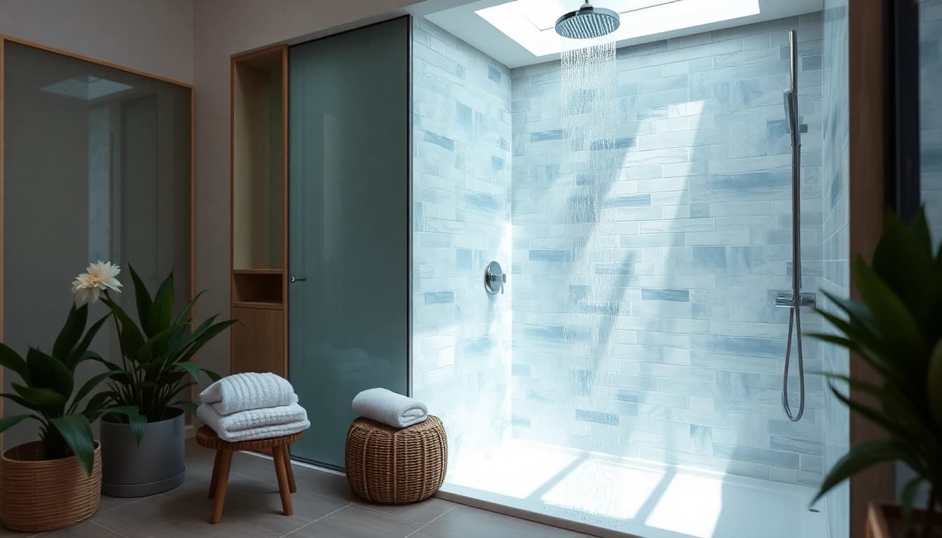 Enhance your bathroom with sleek designs from sunny shower usa inc's installations.