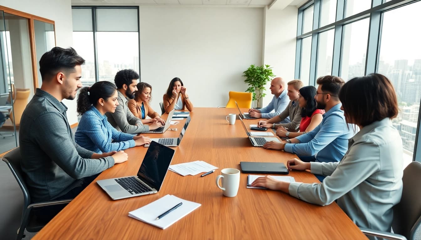 Collaborative business meeting at https://c168me.com/ showcasing teamwork and modern office setting.