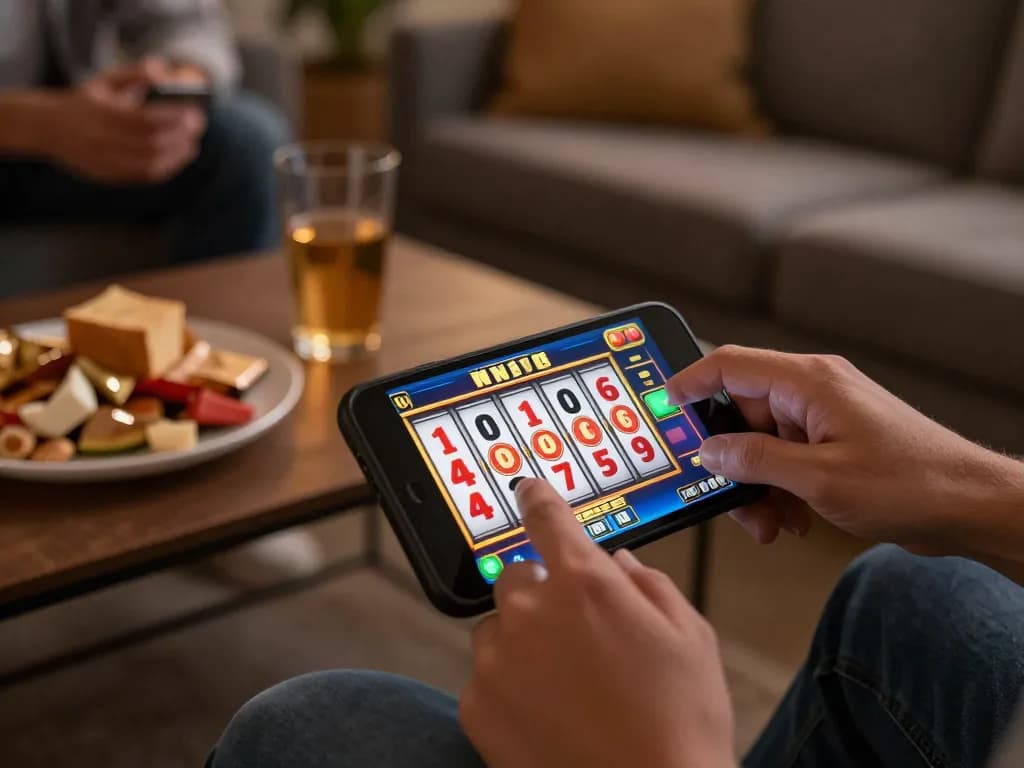 Player enjoying a slot gacor experience on a smartphone while engaging in exciting gameplay