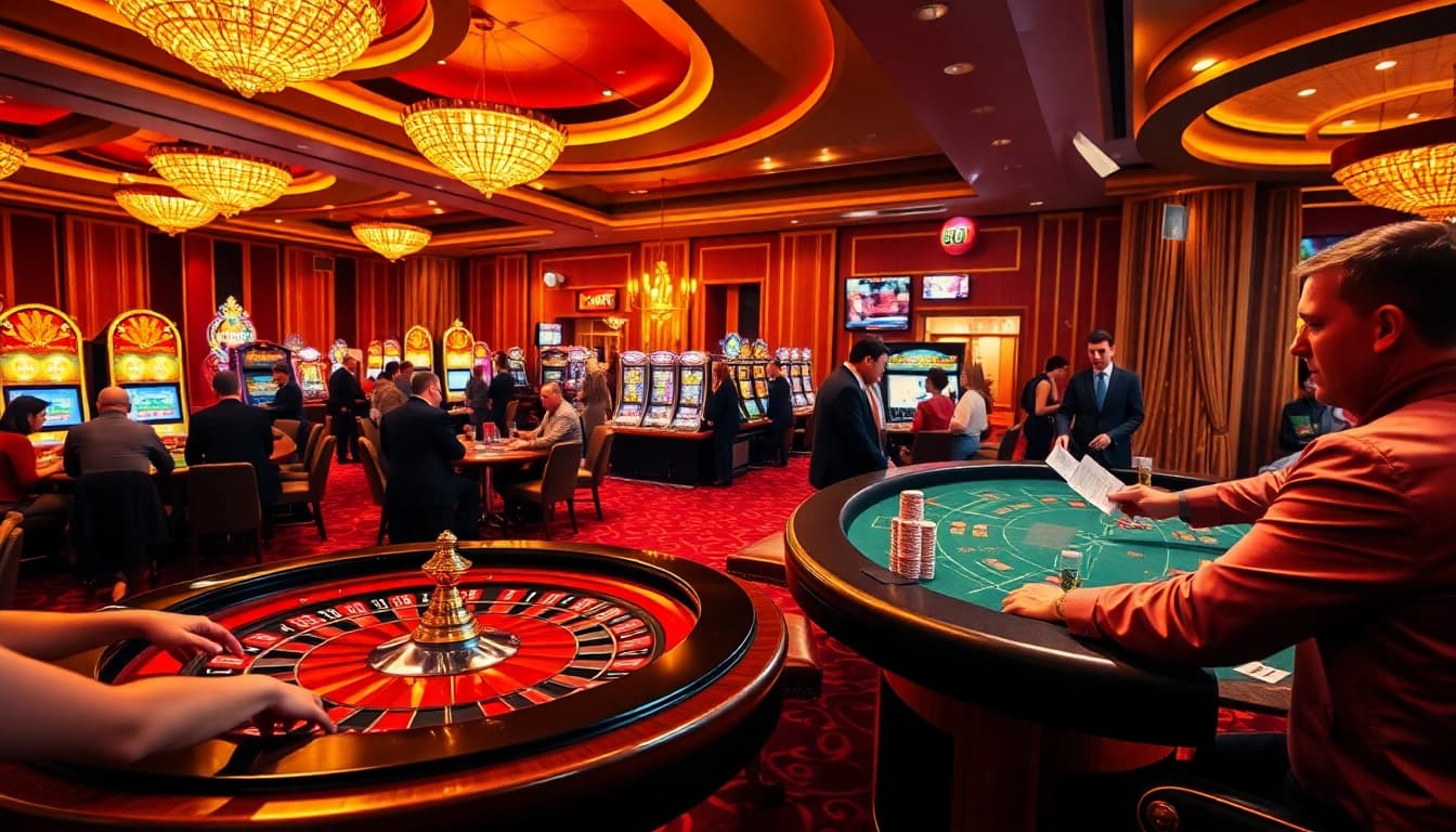 Experience the thrill of SODO CASINO 66 at a vibrant roulette table in a luxurious gaming environment.