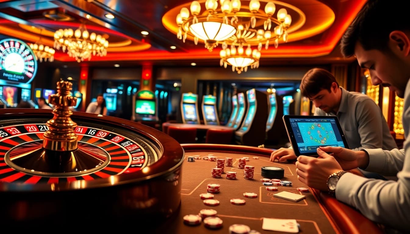 S8 com platform showcasing vibrant online gambling scene with roulette, poker, and chips.