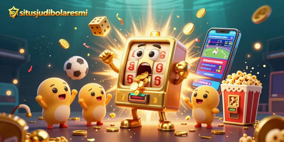 Immerse in situsjudibolaresmi's thrilling sports betting experience with lively slot machines and vibrant game elements.