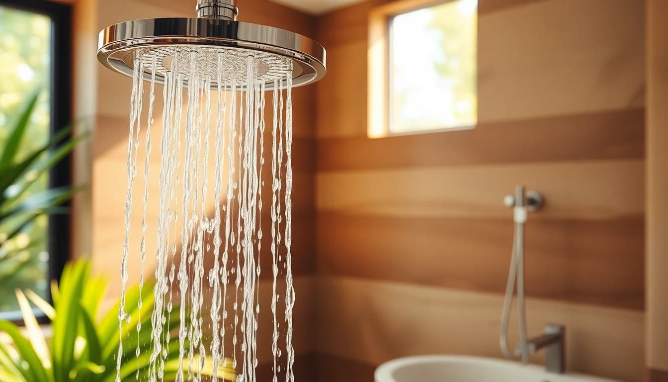 Experience elegant showers with modern fixtures in a serene bathroom setting.