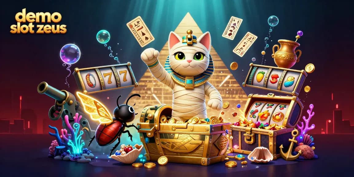 Engage with the demo slot zeus featuring a vibrant 3D illustration with Egyptian themes.
