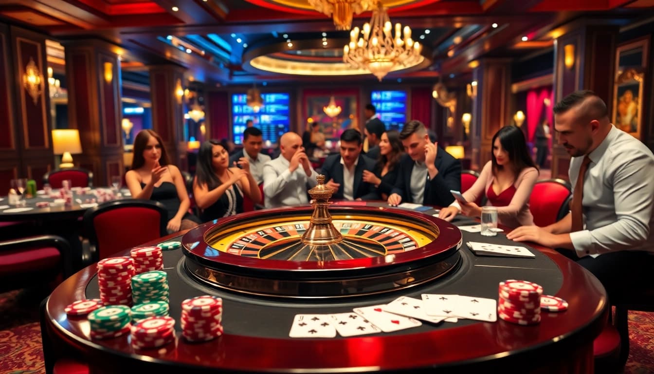 Experience the KP88 roulette wheel action in a luxurious casino setting