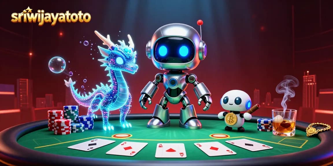 Experience thrilling poker action with sriwijayatoto's dynamic 3D casino illustration featuring vibrant characters and game elements.