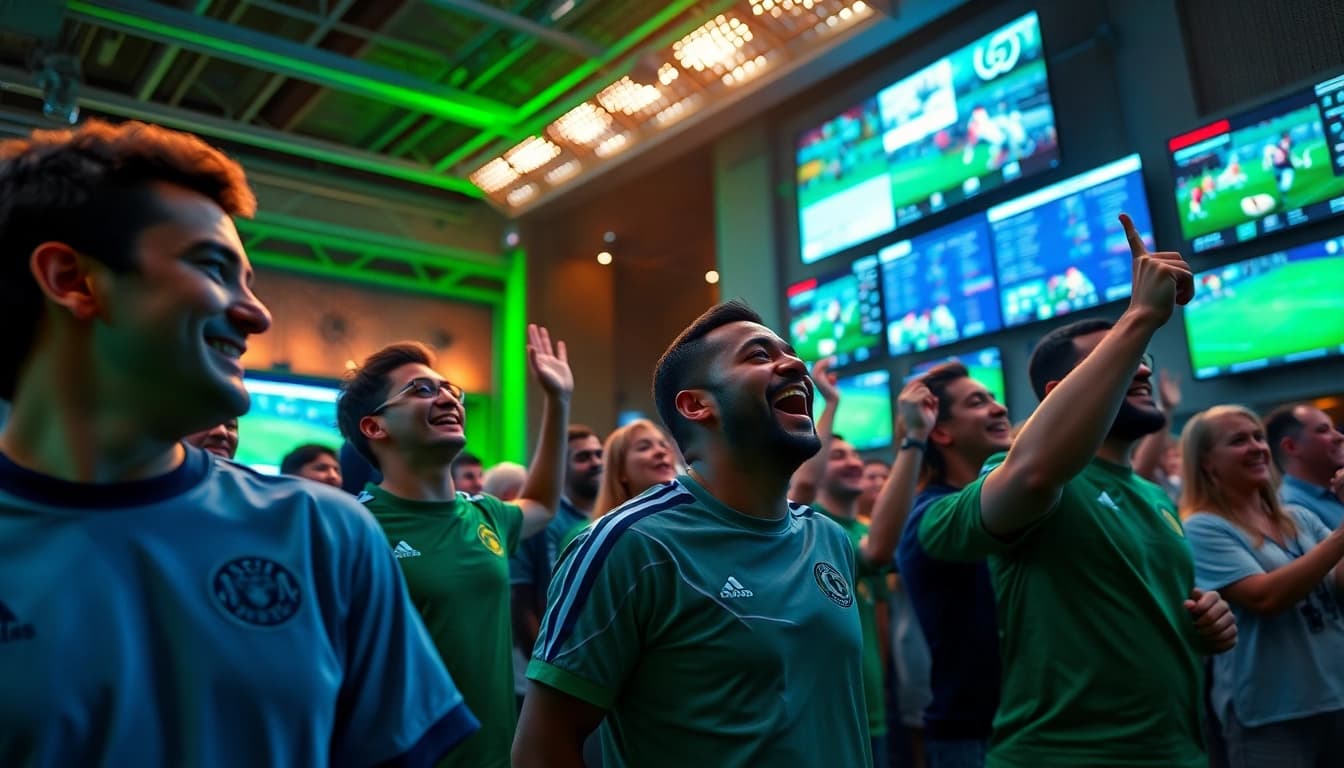 Vibrant community gathering at 토토스토리 with live sports streaming and secure betting atmosphere.