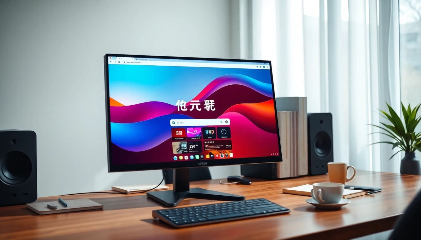 View of the sleek 搜狗浏览器官网 on a vibrant desktop, highlighting user-friendly features.