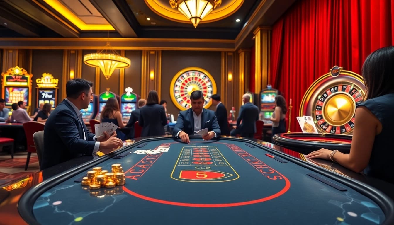Experience the excitement of the 789win club with players at a vibrant casino table.