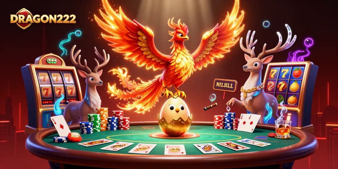 Engage with DRAGON222's captivating gaming experience featuring vibrant characters and dynamic casino elements.