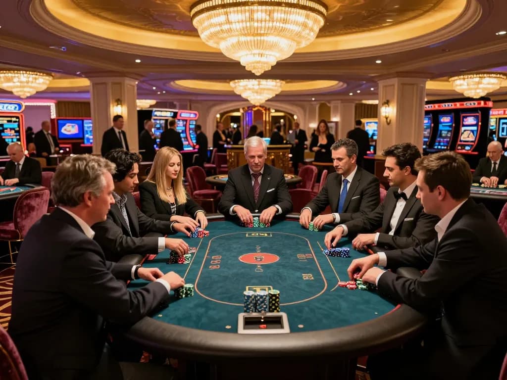 A thrilling high-stakes poker game at W188 casino, showcasing strategy and player engagement.