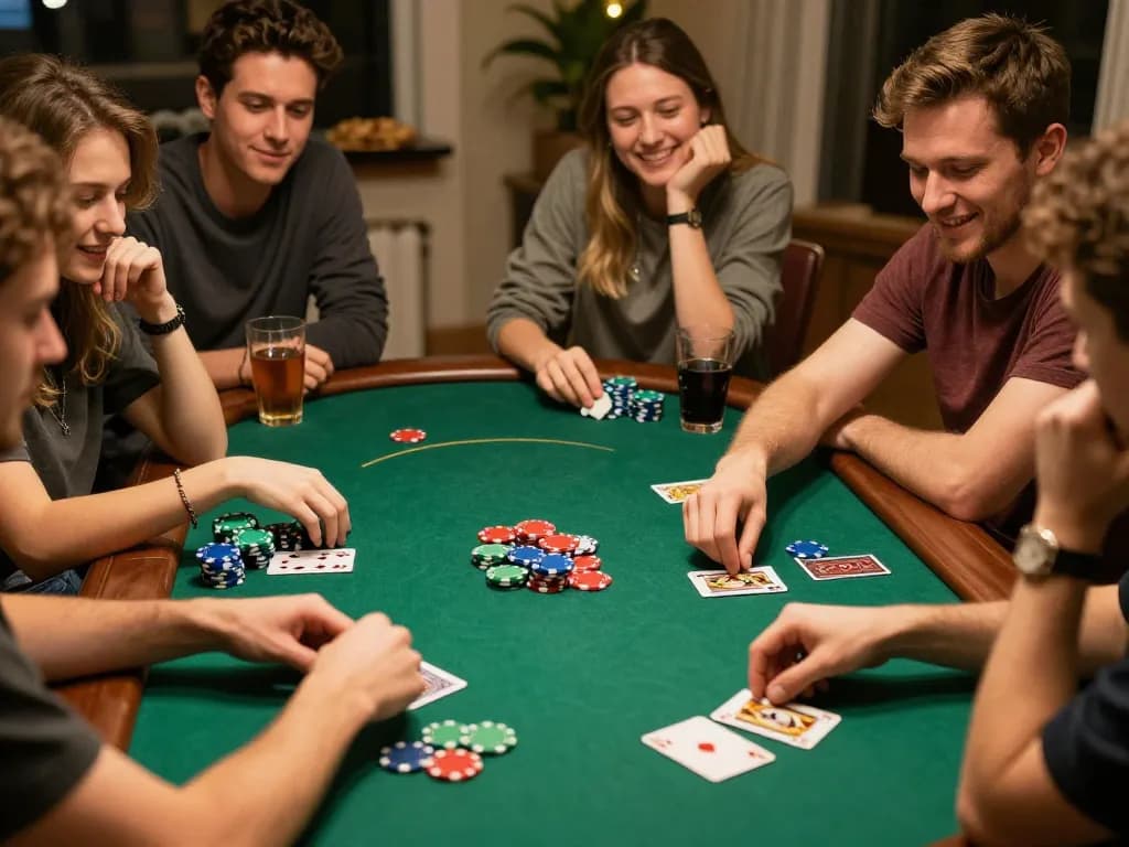 Cakhiatv hosts a vibrant home poker night, showcasing joyful interaction and strategic gameplay among friends.