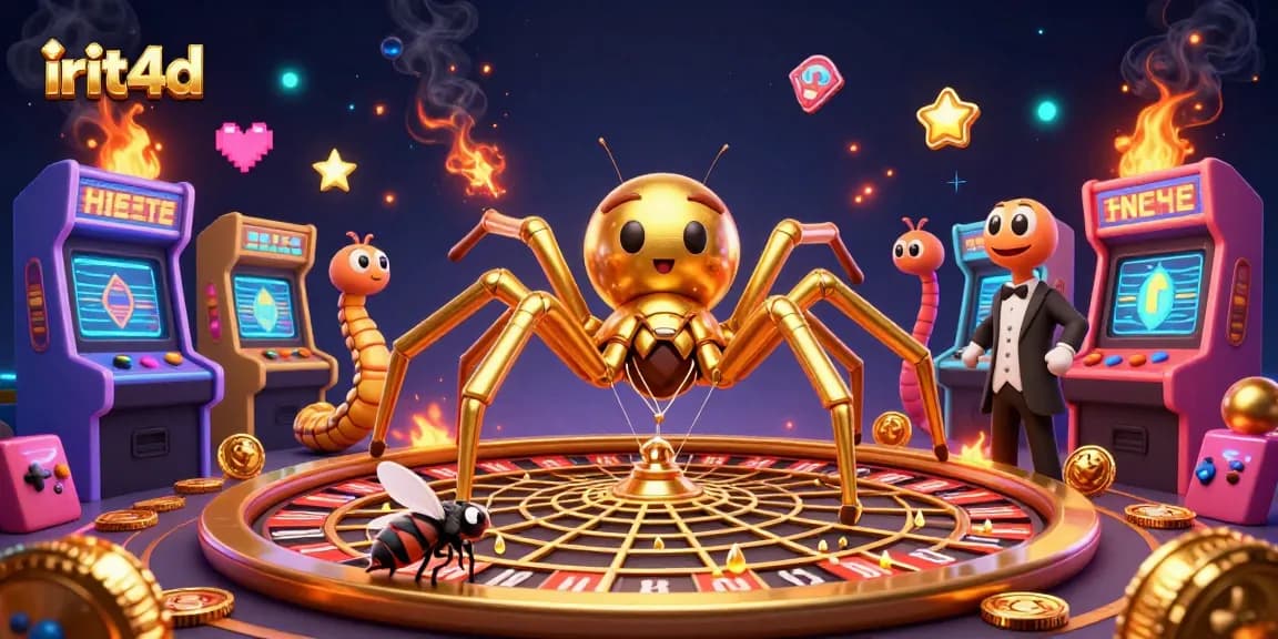 Place bets with irit4d at an exciting roulette wheel filled with glowing game elements.