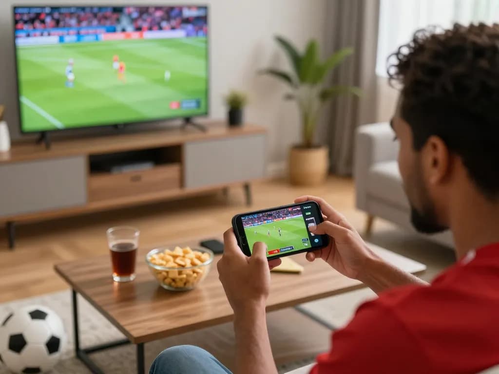 Watch live football matches on Okwintv with excitement and team spirit in a vibrant home setting.