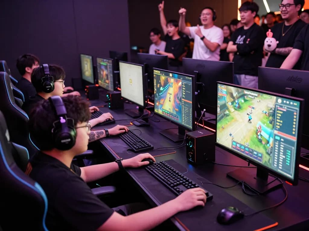 Exciting esports gaming scene showcasing players engaged in nổ hũ hubet88 competition.