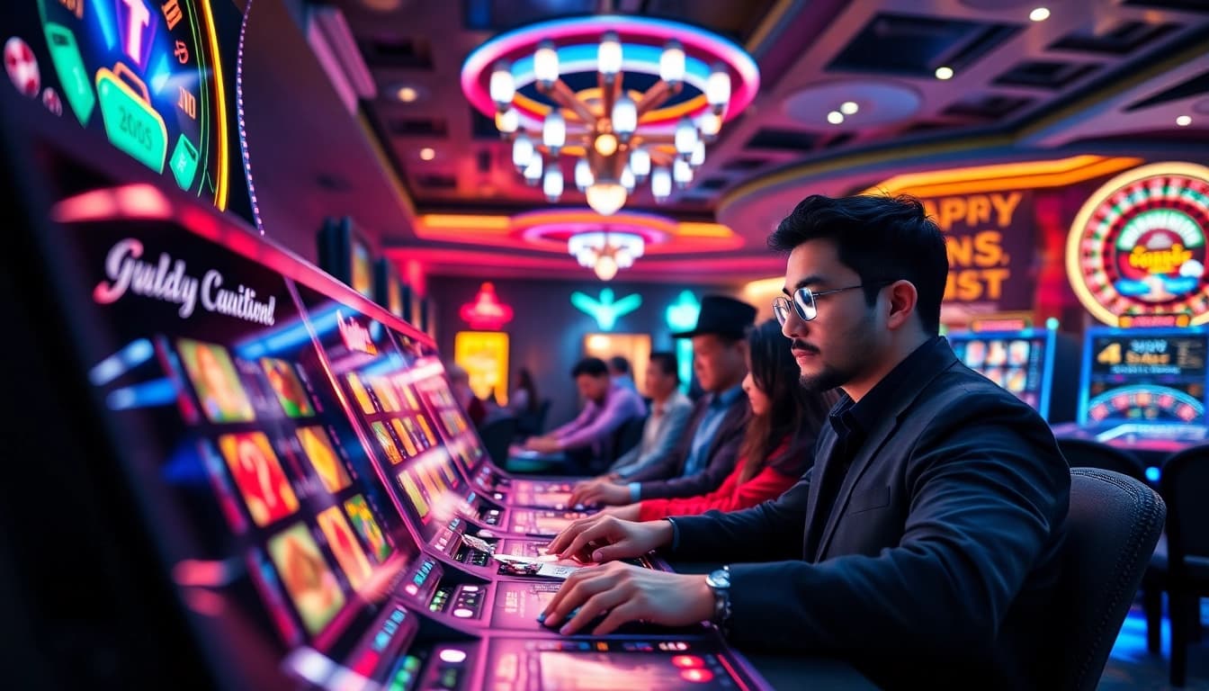 Slots scatter hitam symbols shine on high-stakes machines in a vibrant casino atmosphere.