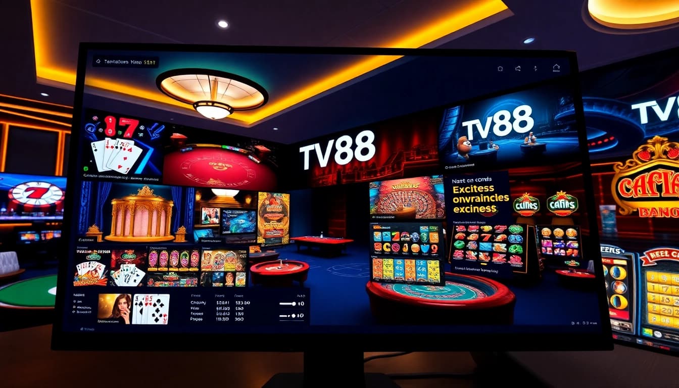 TV88 online gambling platform interface showcasing games, promotions, and secure transactions.