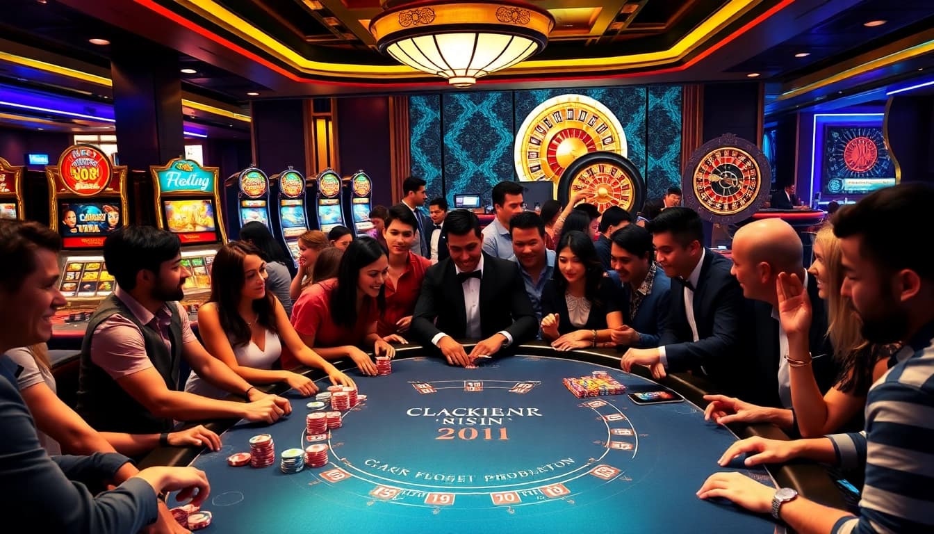 Excited players engaged in a thrilling blackjack game at 13win casino.