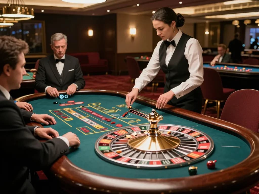 Experience TG88 with players placing bets at an elegant roulette table in a luxurious casino.