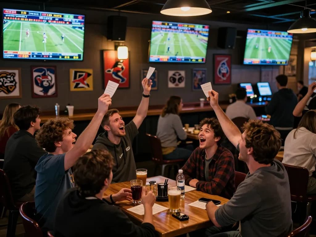 Watch the excitement of sports betting at tg 88 in a vibrant bar atmosphere.
