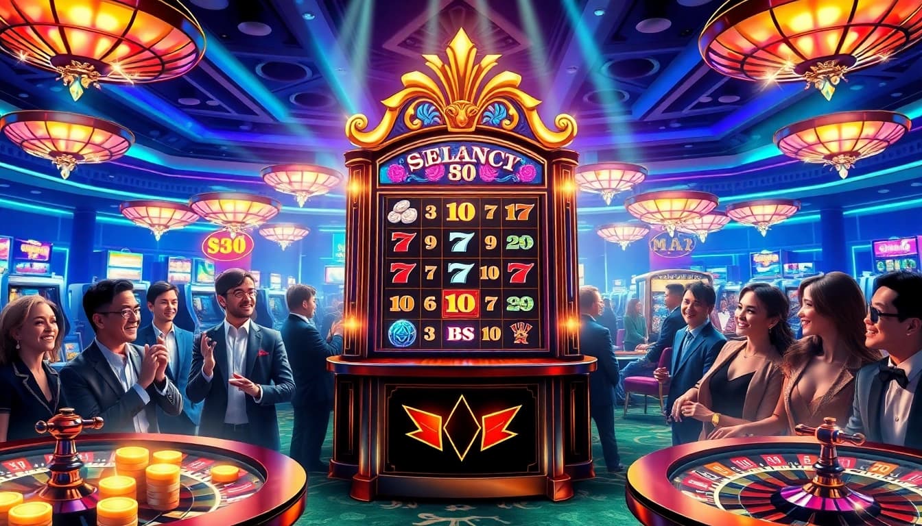 Pemain yang terlibat menikmati slot yang mendebarkan di kasino Server Thailand yang meriah.