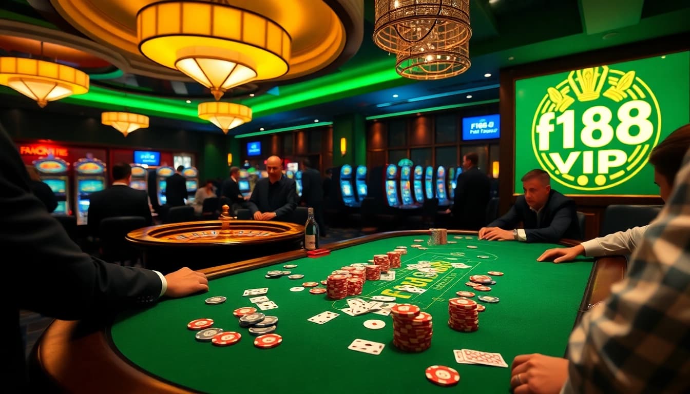 Experience thrilling poker at F168 VIP casino with elegant tables and vibrant chips.