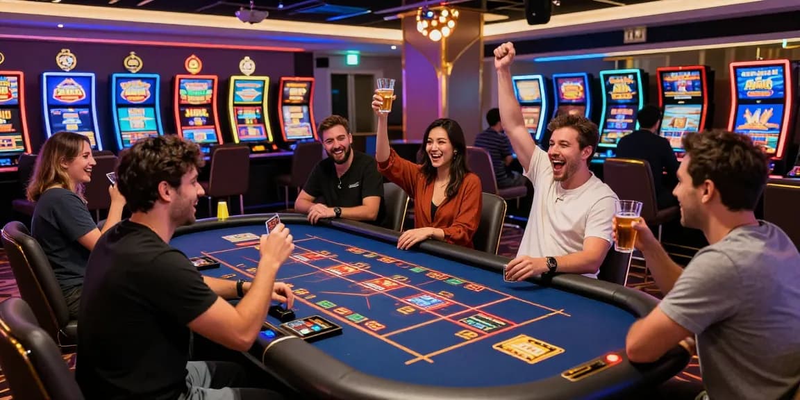 Exciting scene of players at new credit card casinos enjoying vibrant gaming experience.