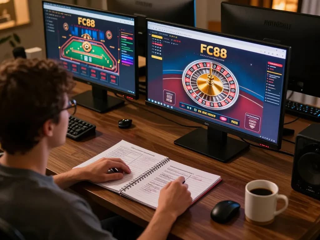 Online gaming with Nhà cái FC88 displaying live dealer roulette, emphasizing strategy and excitement.
