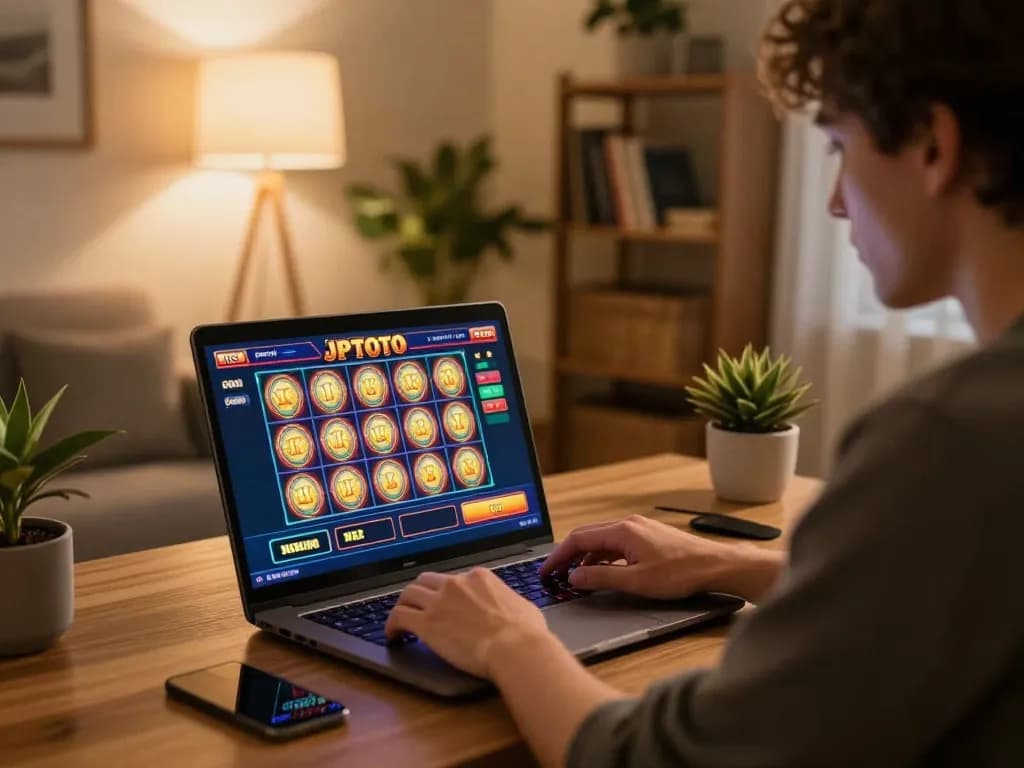 Experience thrilling online gameplay through JPTOTO in a cozy home environment with engaging visuals.
