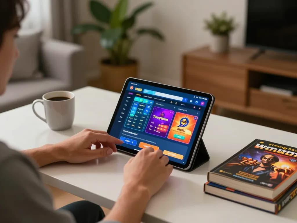 Engaged user experiencing online gambling on the Trang Chủ W88 platform from a stylish home setup