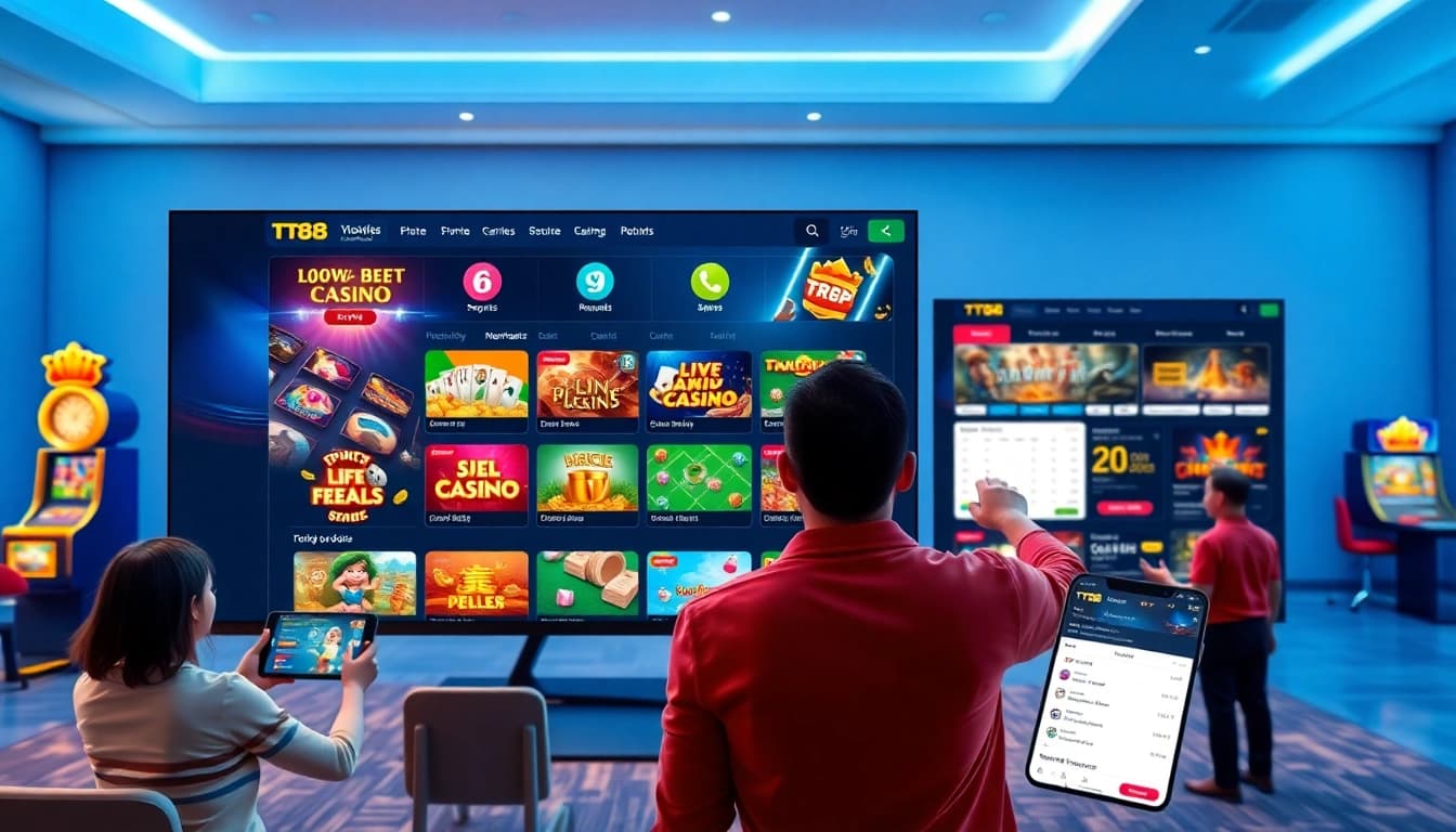 TT88 online gambling platform showcasing user-friendly interface and game categories.