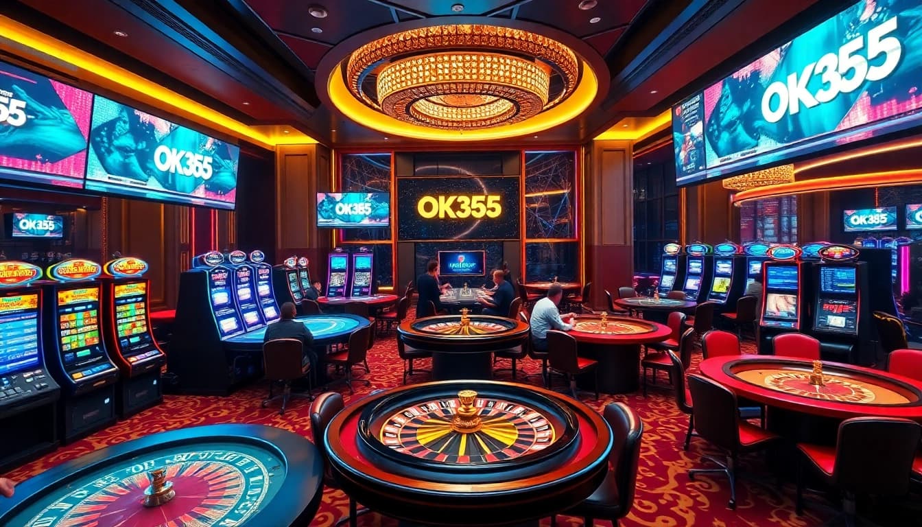 Engage in thrilling gaming experiences with OK365 in a luxurious casino environment.