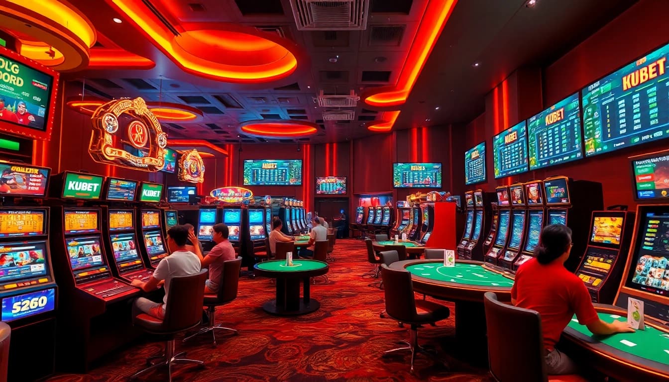 Kubet's captivating casino environment showcasing vibrant games, betting areas, and an inviting atmosphere.