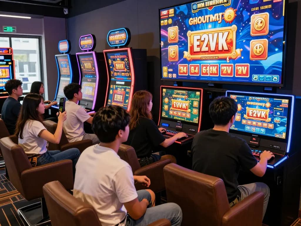 Exciting online gaming scene showcasing ligasedayu players engaging with slot machines and vibrant digital graphics.
