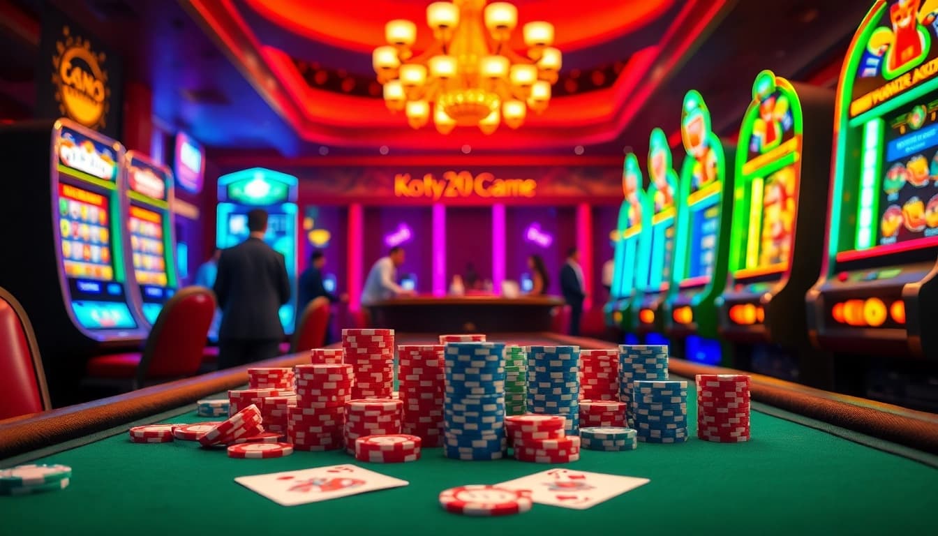 K9K9 game showcased on a vibrant casino table with colorful poker chips and cards.
