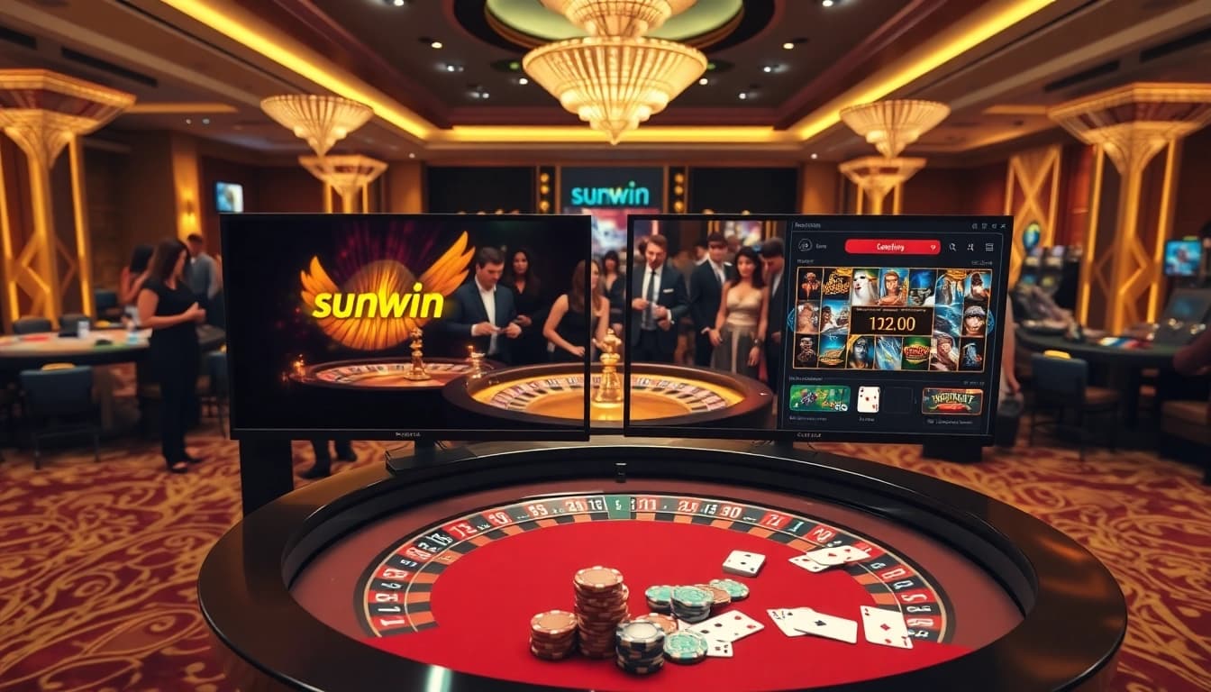 Experience the excitement of sunwin at a luxurious casino roulette table, showcasing thrilling gaming elements.