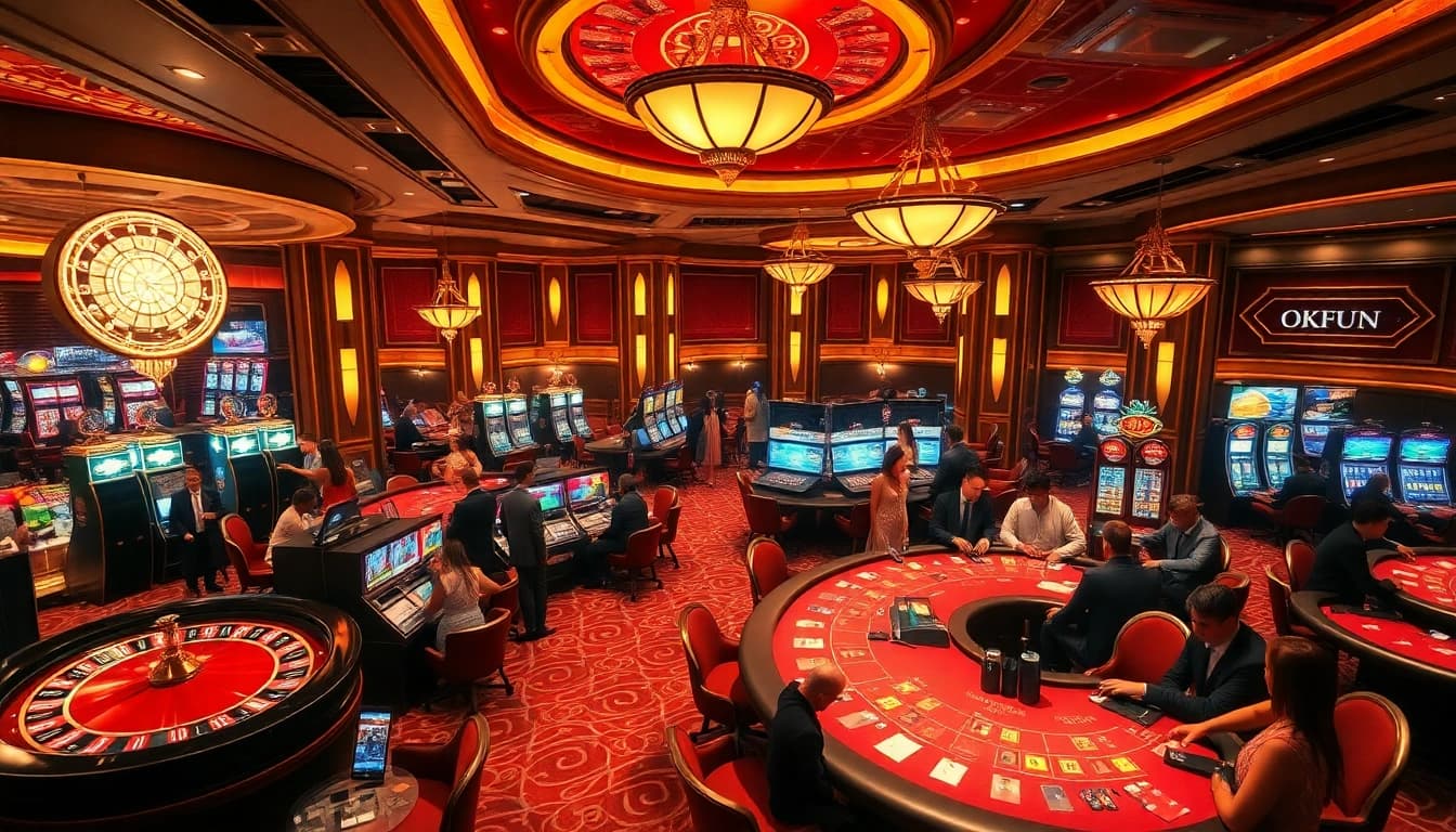 Experience the thrill of gameplay at OKFUN COM with vibrant casino tables and engaging players.