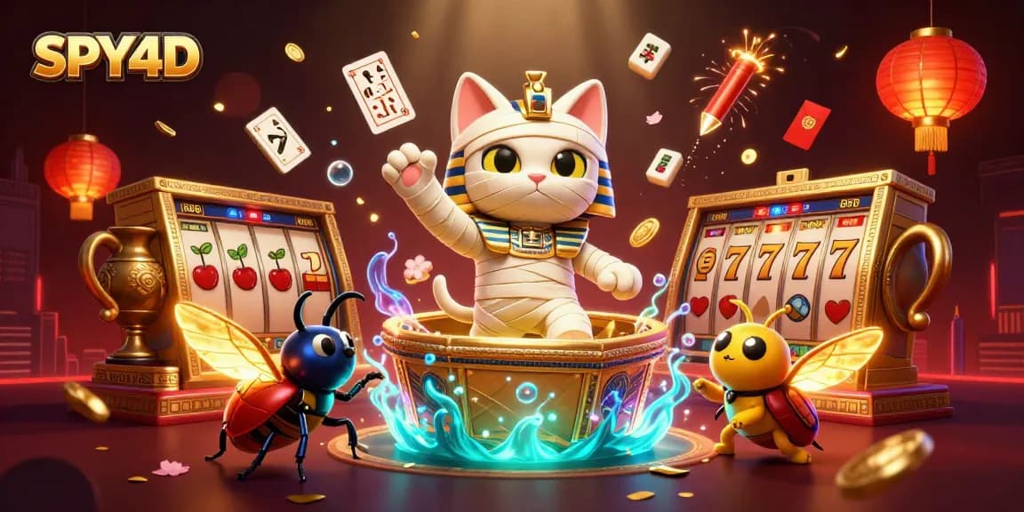 SPY4D menghadirkan momen mendebarkan dengan kucing mummy yang melompat dari sarkofagus di kasino piramida.