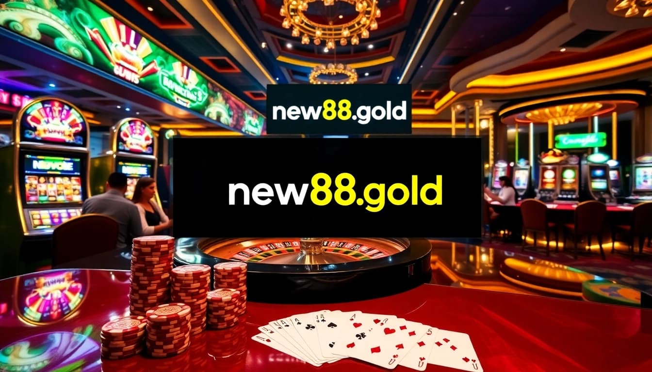 Exciting gaming action at new88.gold's luxurious casino tables, with players placing bets.