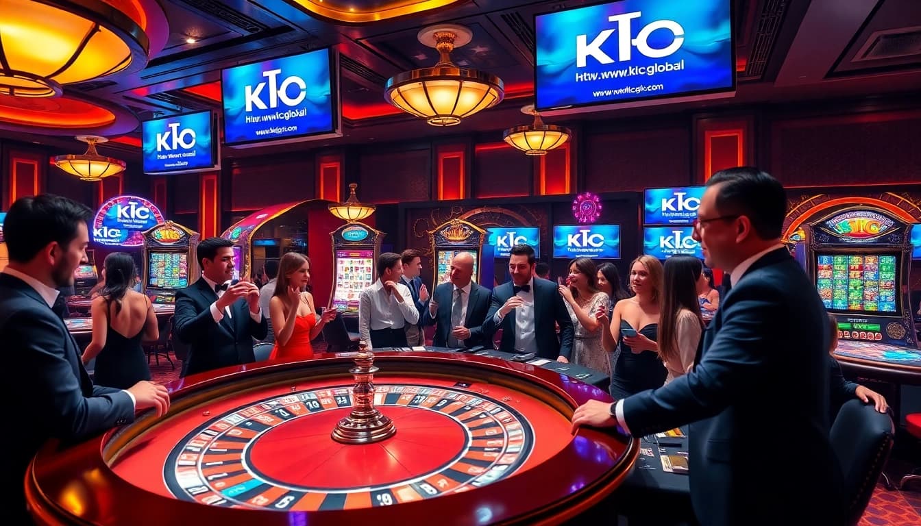 Players engaging in vibrant casino activities at https://www.kjc.global/ with roulette and card games.