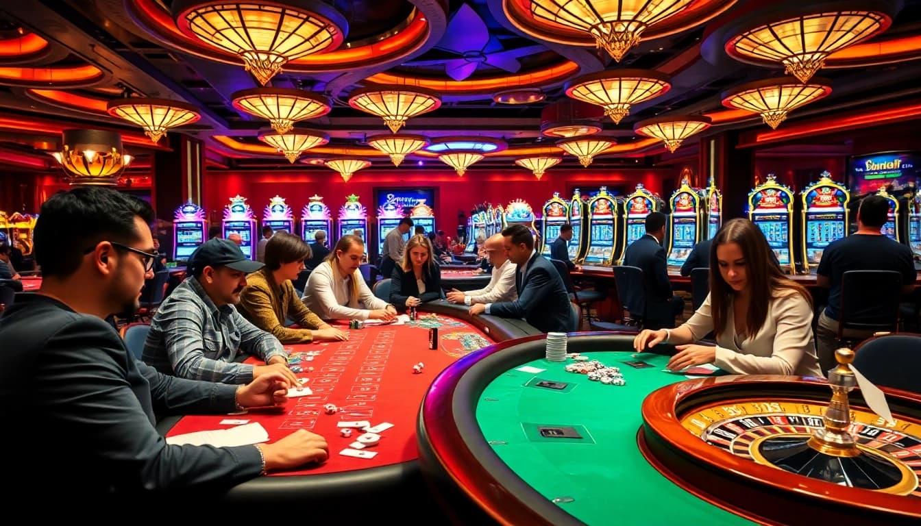 Experience excitement at link thabet with players enjoying various casino games.