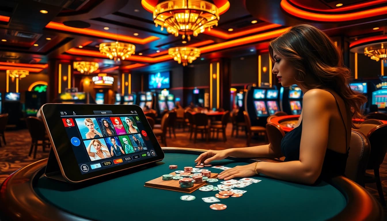Engaging with interactive porn games at a lavish casino table.