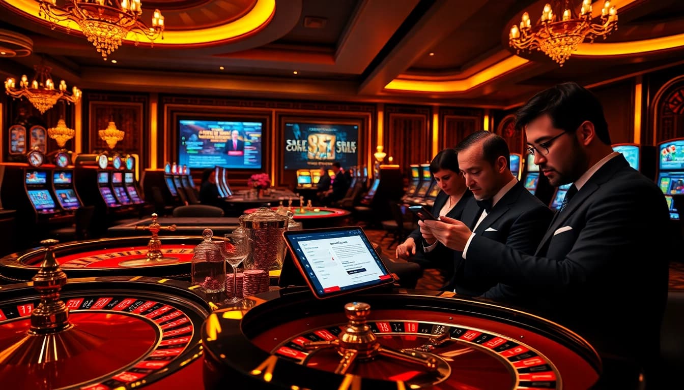 Engaging with a hidden wiki link in a luxurious casino setting filled with vibrant gambling elements.