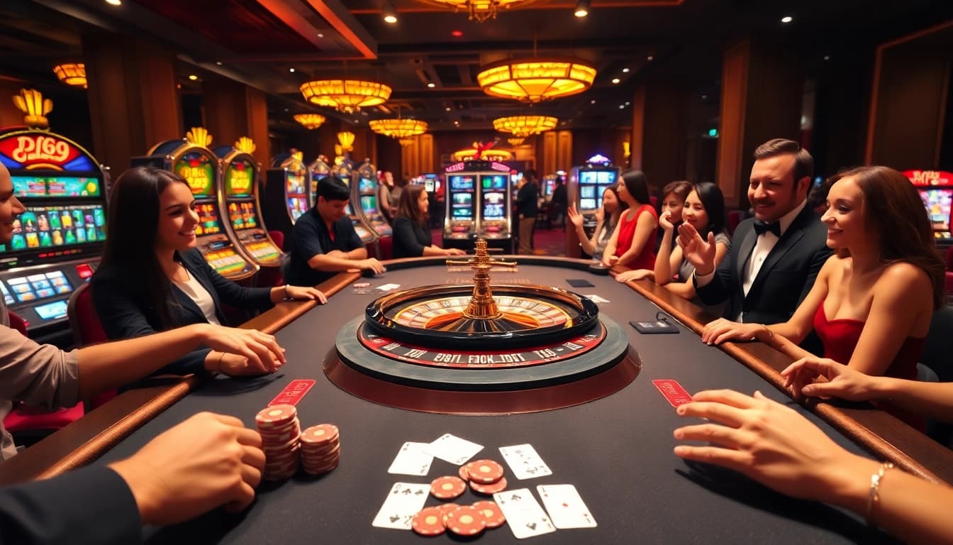 Experience the excitement of PS99 with players engaged at a vibrant casino table.